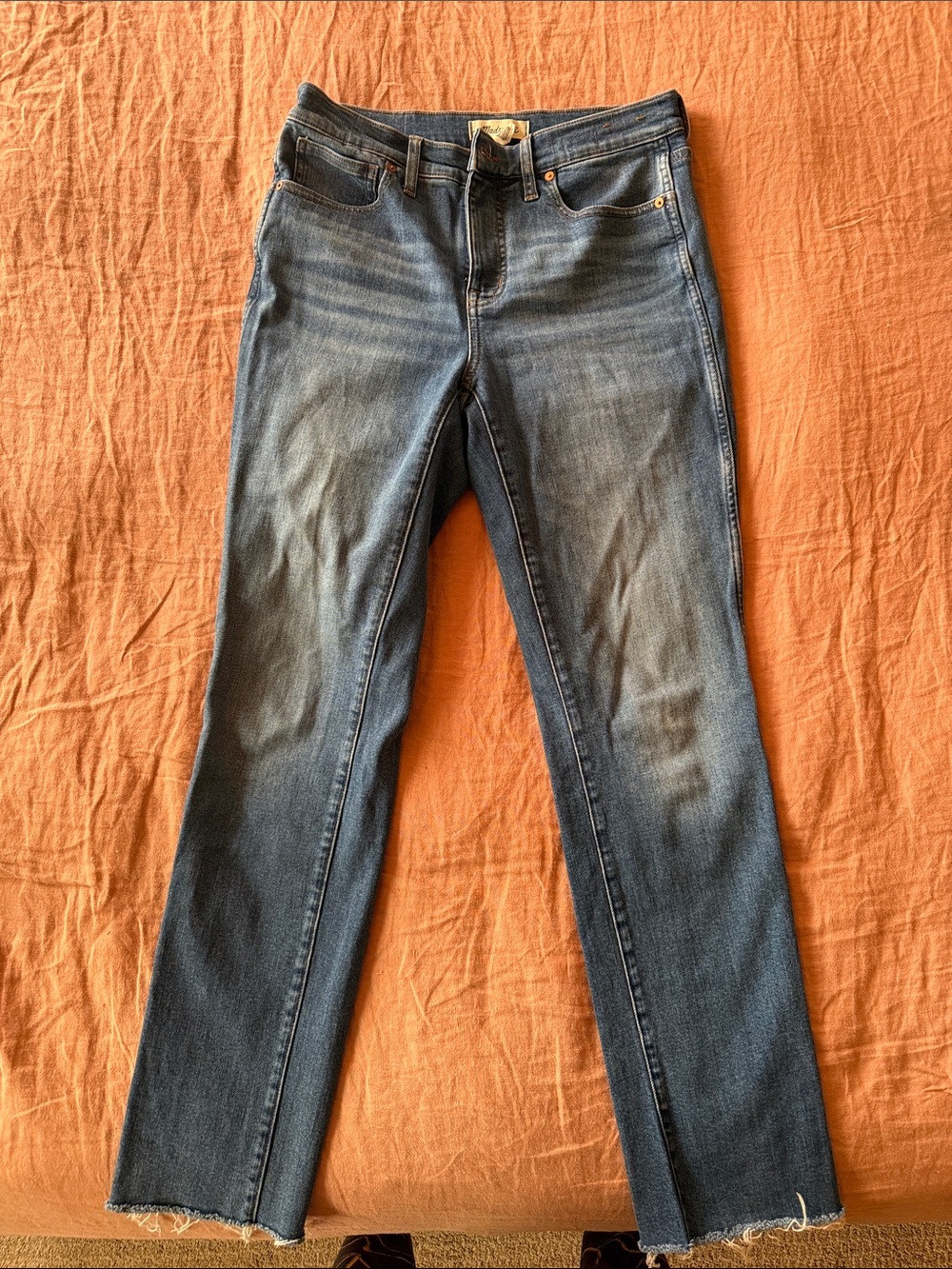 Madewell Mid-rise Curvy Stovepipe Washed Blue Straight-Leg Jeans, Size 28